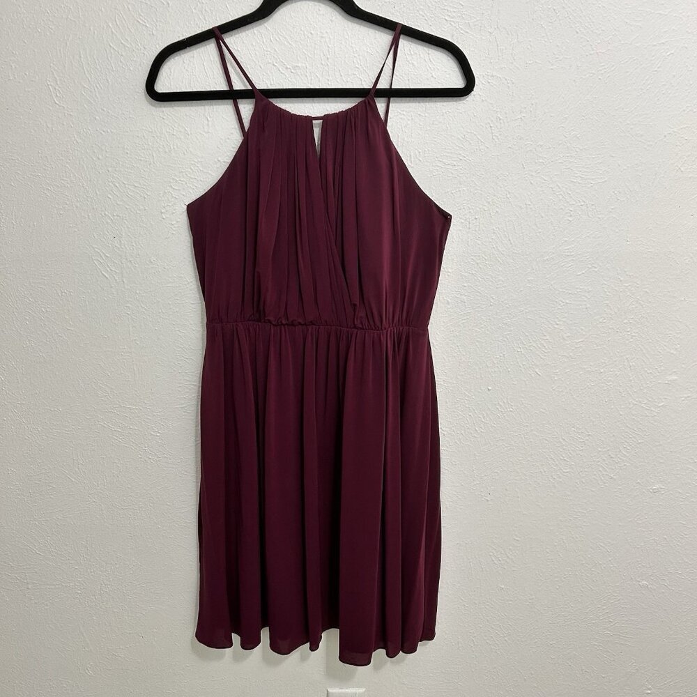 J. Crew Burgundy Sleeveless Pleated Blouson Short Fit Flare Dress Size 6‎ Party